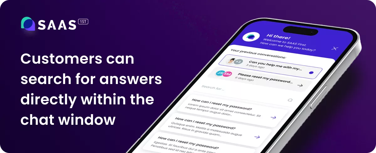 Customers can search for answers directly within the live chat window